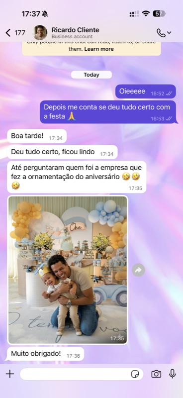 Print do WhatsApp do Ricardo — aniversário em família